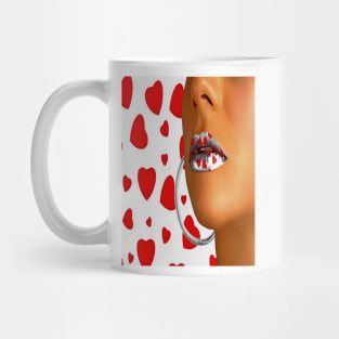 Lips in red hearts Mug